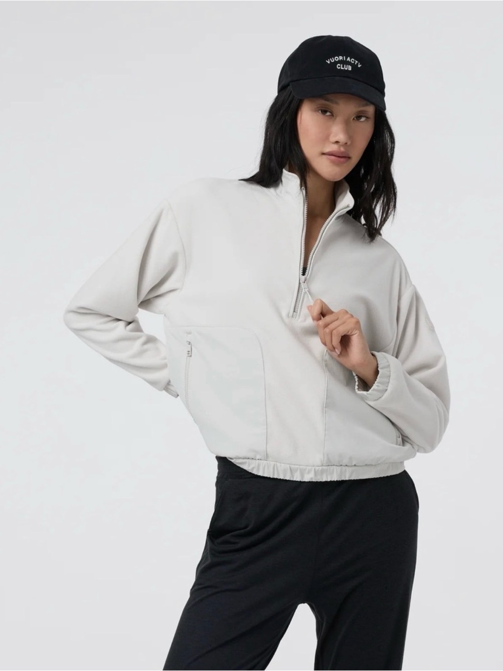 Vuori Aspen Quarter Zip in Salt - XS